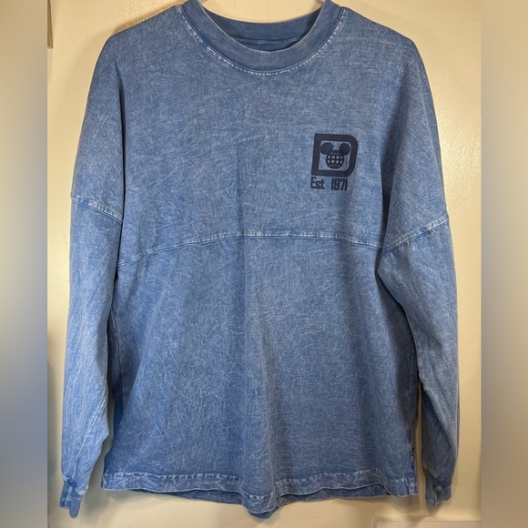 DISNEY Spirit Jersey Shirt Adult Sm Walt Disney World Jean Acid Wash Long Sleeve - Picture 1 of 5